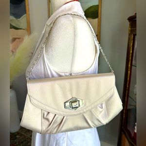 Kate Landry Champagne Satin Evening Bag